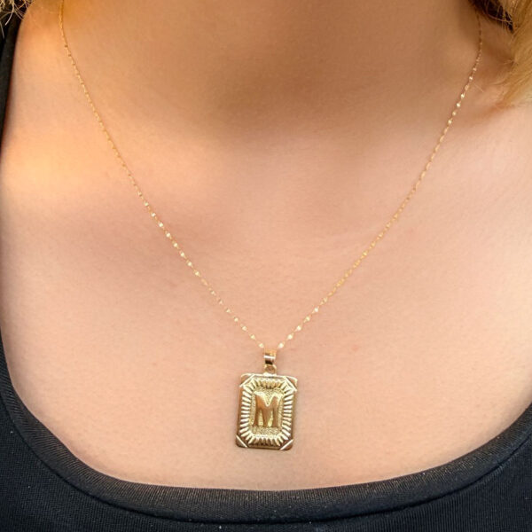 14 Ayar Altın Nostalji M Harfli Kolye