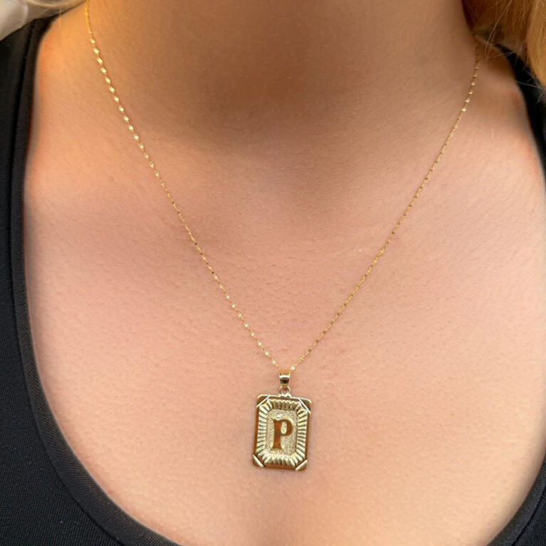 14 Ayar Altın Nostalji P Harfli Kolye