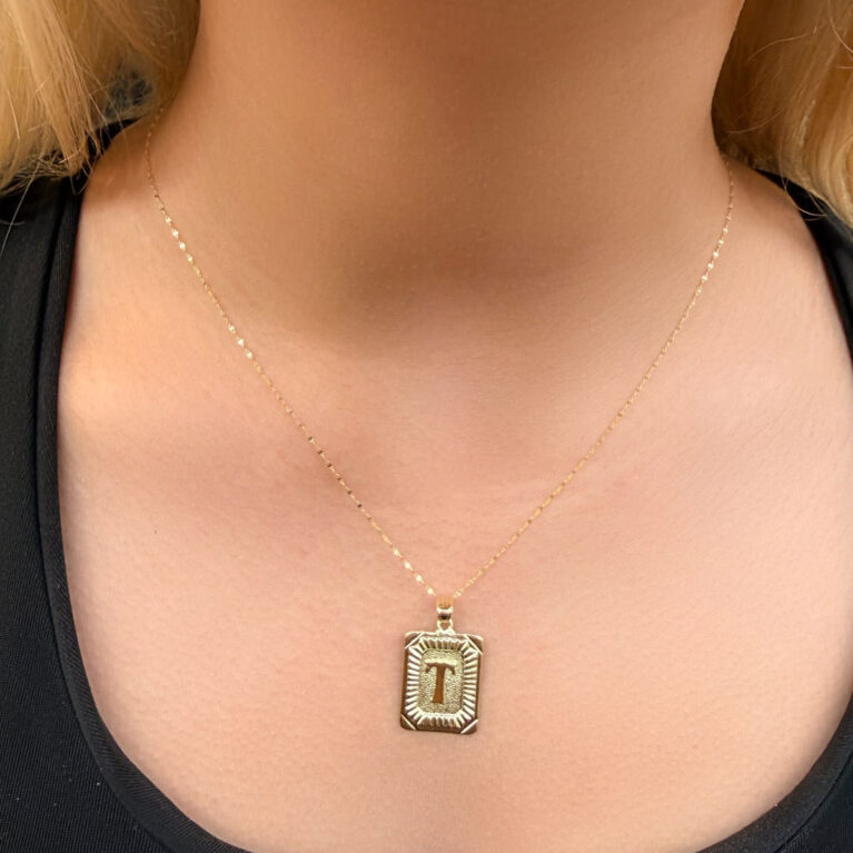 14 Ayar Altın Nostalji T Harfli Kolye