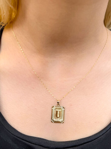 14 Ayar Altın Nostalji U Harfli Kolye